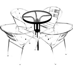 Aluminium Cafe Set - Round Glass Table & 4 Chair Set - BE Furniture Sales