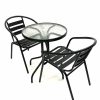 Black Garden Set - Round Glass Table & 2 Black Steel Chairs - BE Furniture Sales