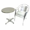 Aluminium Balcony Set - Round Pedestal Table & 2 Double Tube Chairs - Stacked for Storage - BE Furniture Sales