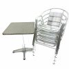 Aluminium Bistro Set - Square Pedestal Table & 4 Double Tube Chairs Stacked - BE Furniture Sales