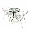 Aluminium Garden Set - Round Glass Table & 2 Double Tube Chairs - BE Furniture Sales