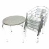 Aluminium Garden Set – Round Table & 4 Double Tube Chairs - Stacked Chairs - BE Furniture Sales