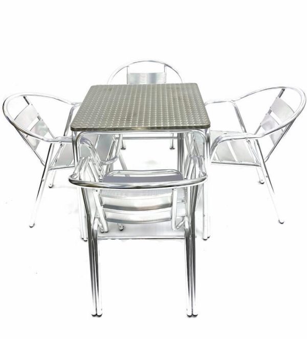 Commercial Cafe Set - Square Table & 4 Double Tube Chairs - BE Furniture Sales