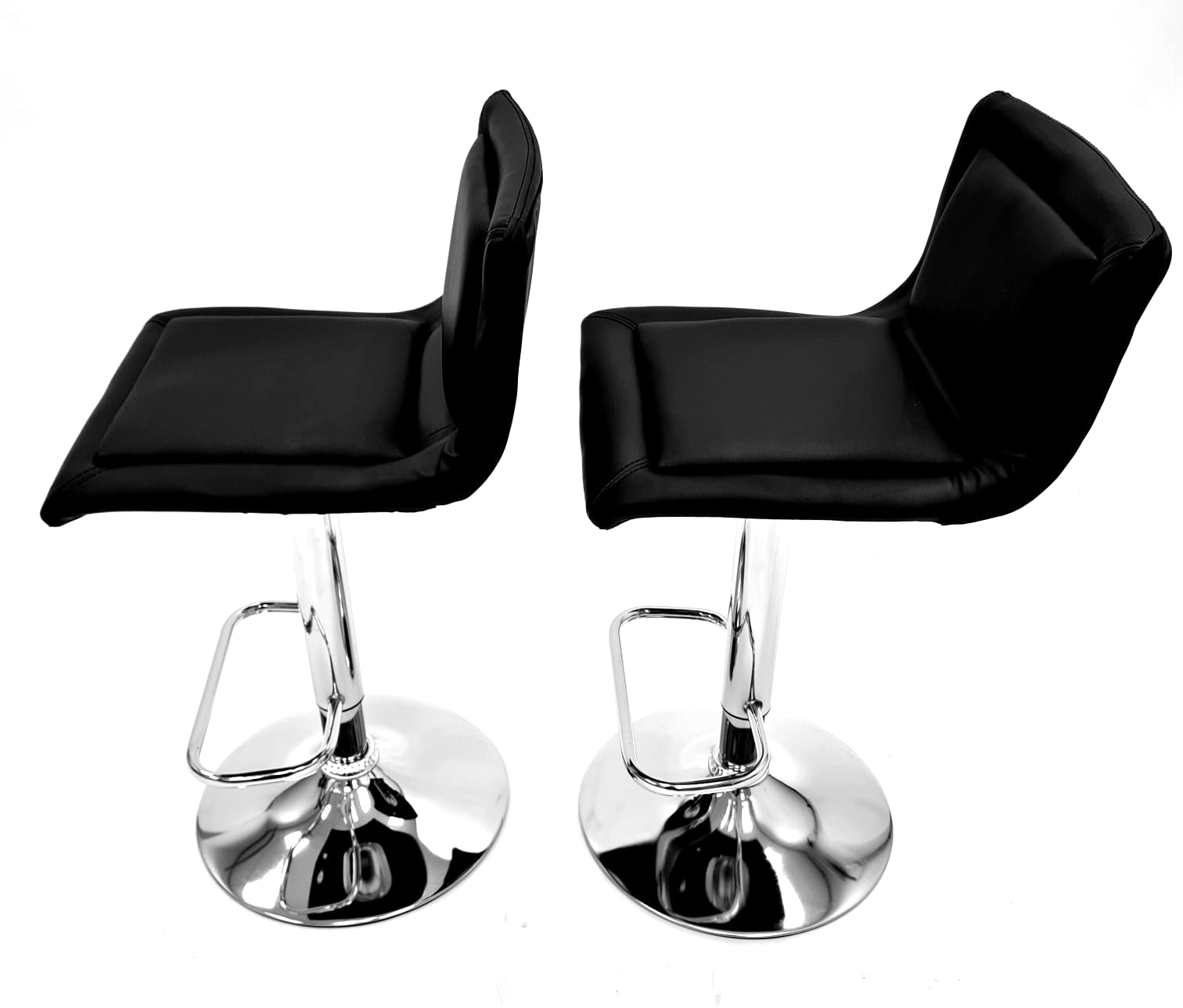 2 x Black Leather Bar Stools & Aluminium Bar Table BE Furniture Sales
