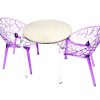 2 x Purple Tree Chairs & 70 cm Aluminium Round Table Sets - BE Furniture Sales
