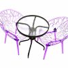 2 x Purple Tree Chairs & Round Glass Table Set - BE Furniture Sales