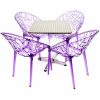 4 x Purple Tree Chairs & 60 cm Aluminium Square Table Sets - BE Furniture Sales