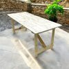 6X26DT Limewash Table Distressed Limewash Trestle Table