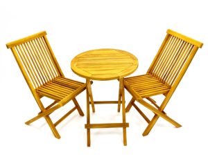 Teak Garden Furniture Set - 2 Chairs & 1 Round 60 cms Table - BE Furniture Sales