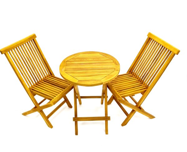 Teak Garden Furniture Set - 2 Chairs & 1 Round 60 cms Table - BE