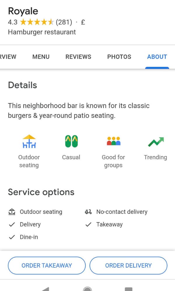 Outdoor Seating Google My Business Listing Attribute - BE Furniture Sales