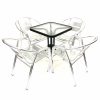 Aluminium Garden Set - Square Glass Table & 4 Double Tube Chairs - BE Furniture Sales