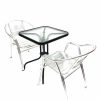 Aluminium Garden Set - Square Glass Table & 2 Double Tube Chairs - BE Furniture Sales