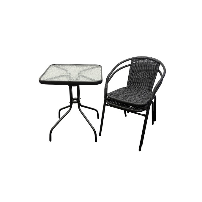 Black Rattan Balcony Set