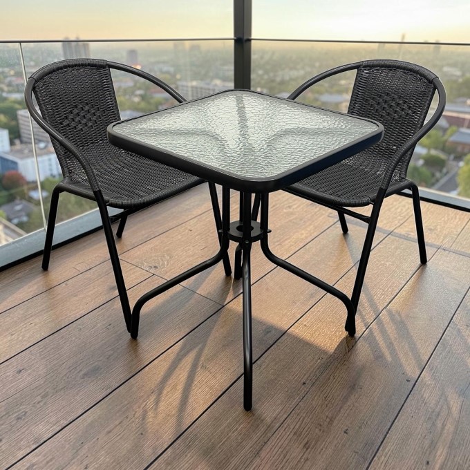 Black Rattan Balcony Set