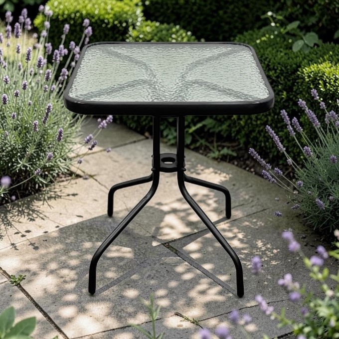 Square Glass Garden Table