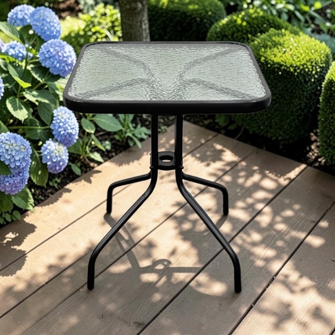 Square Glass Garden Table - BE Furniture Sales