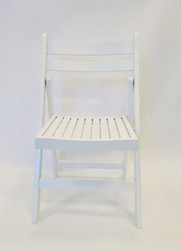 White Wooden Folding Chairs Front View - BE Furniture Sales