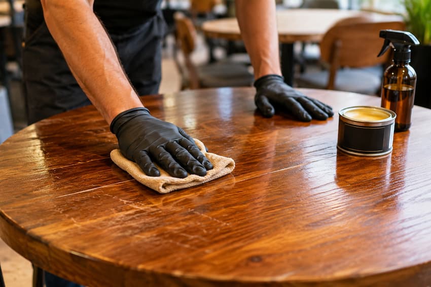 Removing Scratches from Commercial Tables - BE Furniture Sales