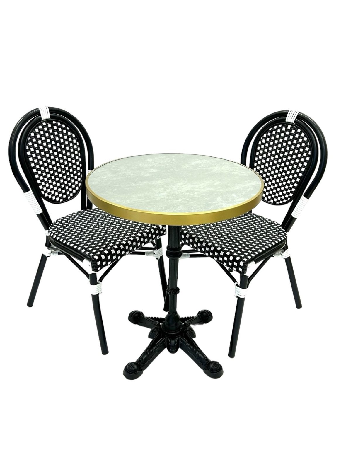 Black Paris Bistro Set - 2 Bistro Chairs & 1 Table - BE Furniture Sales