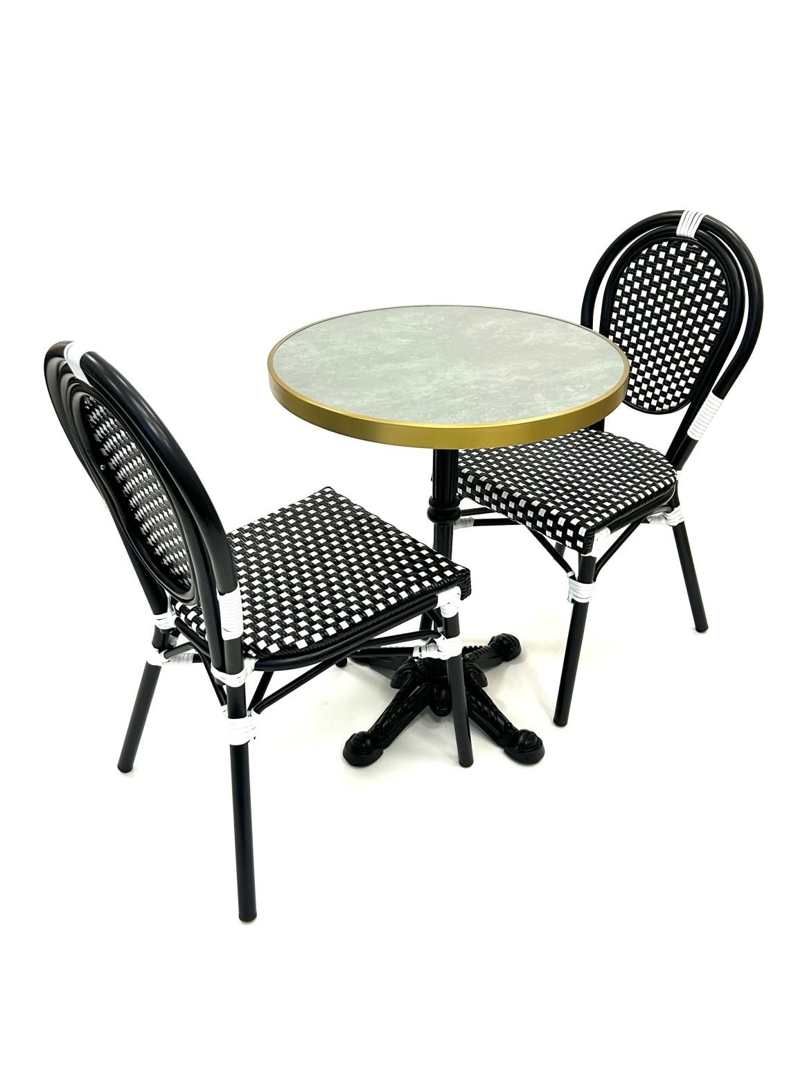 Black Paris Bistro Set - 2 Bistro Chairs & 1 Table - BE Furniture Sales