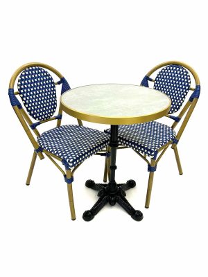 Paris Bistro Set in Blue - 2 Bistro Chairs & 1 Table - BE Furniture Sales