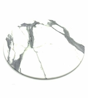 Romeo White Marble Effect Round Table Top - 70cm Dia - BE Furniture Sales