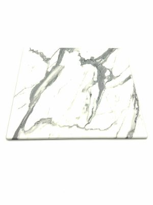 Romeo White Marble Effect Square Table Top - 70cm Sq - BE Furniture Sales