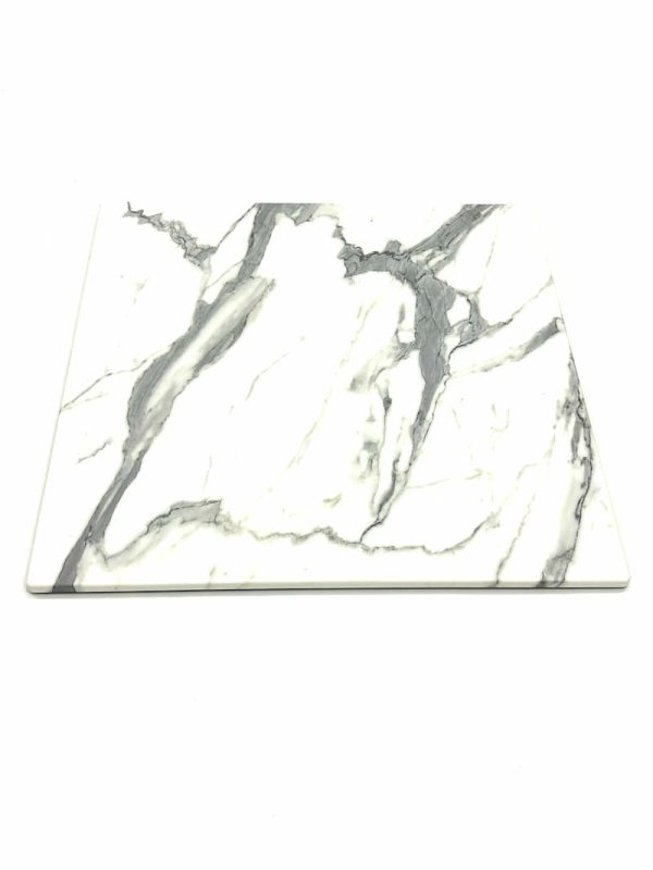 Romeo White Marble Effect Square Table Top - 70cm Sq - BE Furniture Sales