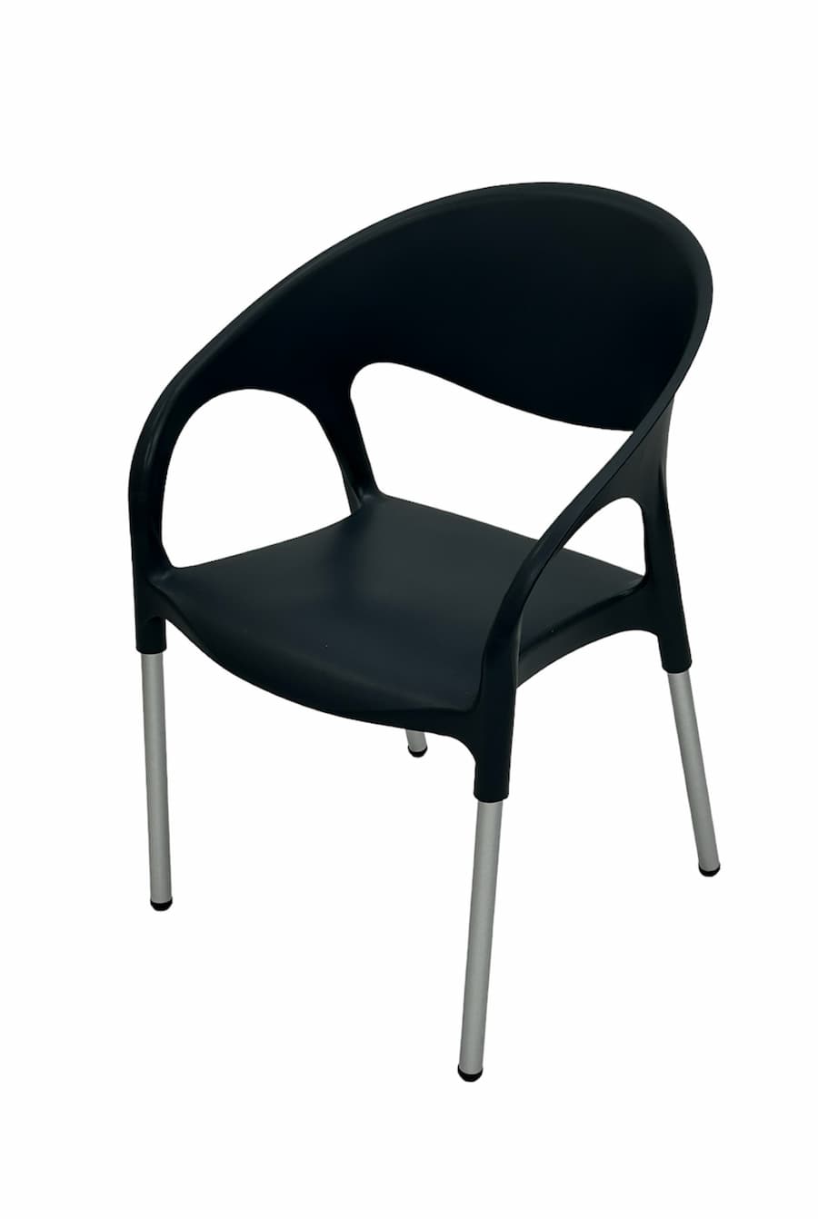 Plastic Stacking Chairs with Arms and Aluminium Legs