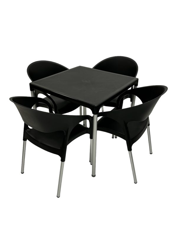 Black Canteen Furniture Package Table & 4 Chairs BE Furniture Sales