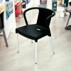 Tejo Chair - Black Plastic Stacking Chairs with Aluminium Legs