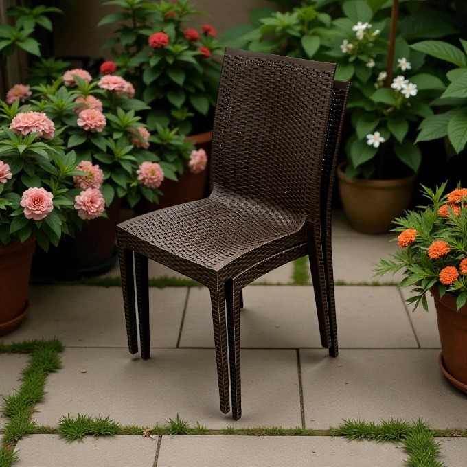 Brown Rattan Stacking Chairs