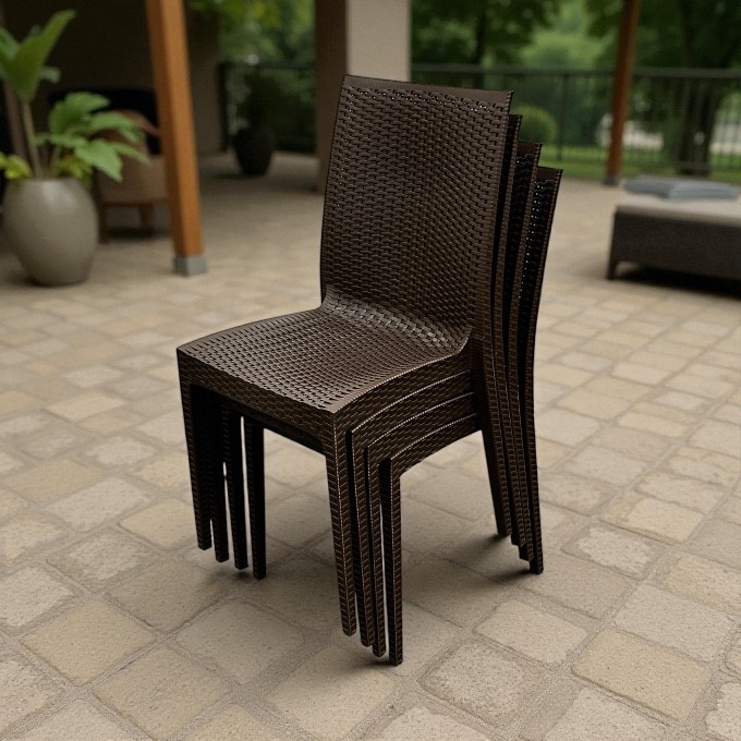 Brown Rattan Stacking Chairs