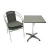 GS-RG51X2 2 Aluminium Table & 2 Grey Rattan Chairs