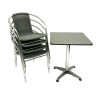 GS-RG51X4 2 Aluminium Table & 4 Grey Rattan Chairs