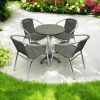 Round Aluminium Table & 4 Grey Rattan Stacking Chairs Set Round Aluminium Table & 4 Grey Rattan Stacking Chairs - BE Furniture Sales