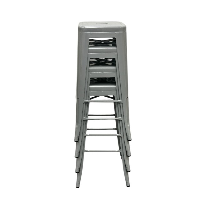 Grey Metal Tolix Bar Stools