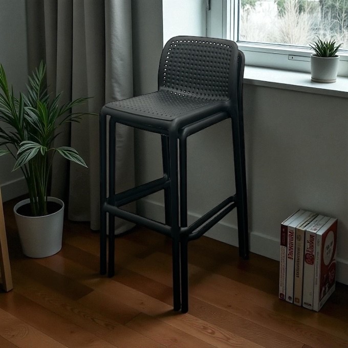 Black Plastic Bar Stool
