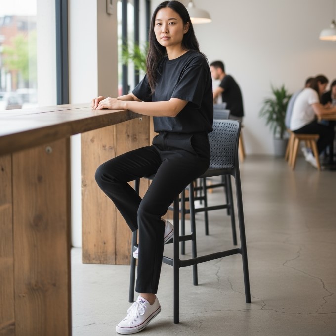 Black Plastic Bar Stool