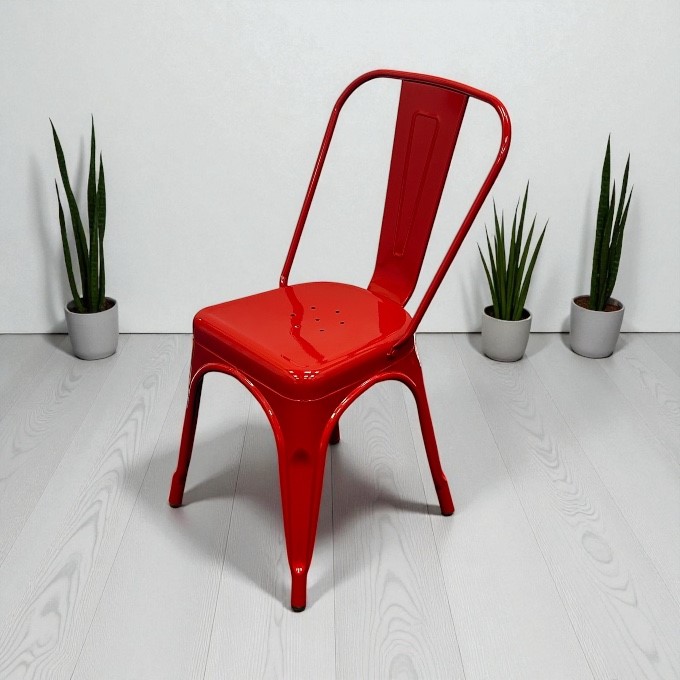 Red Metal Tolix Chairs Red Metal Tolix Chairs - BE Furniture Sales