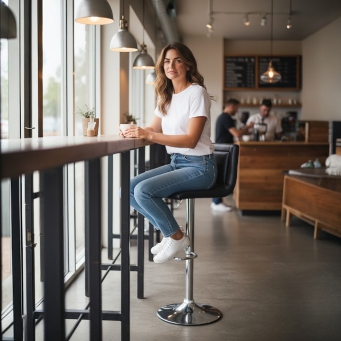 Black Leather High Stools