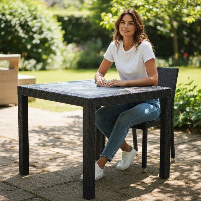 Black Rattan Garden Table Black Rattan Garden Table