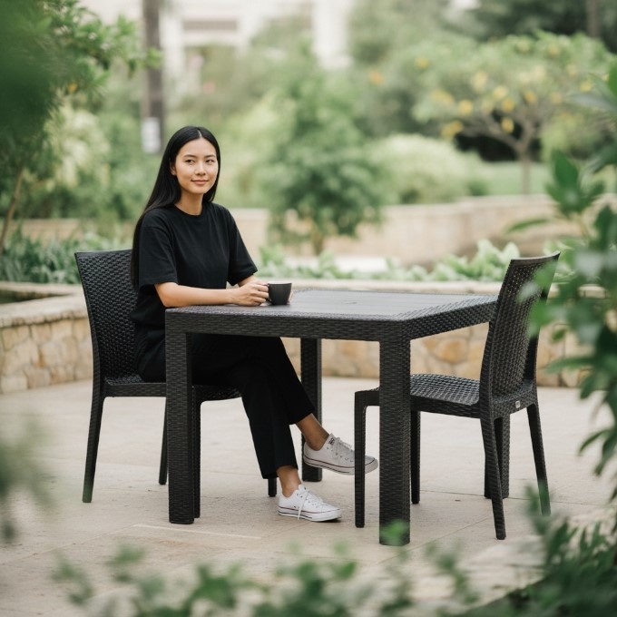 Black Wicker Garden Furniture Set