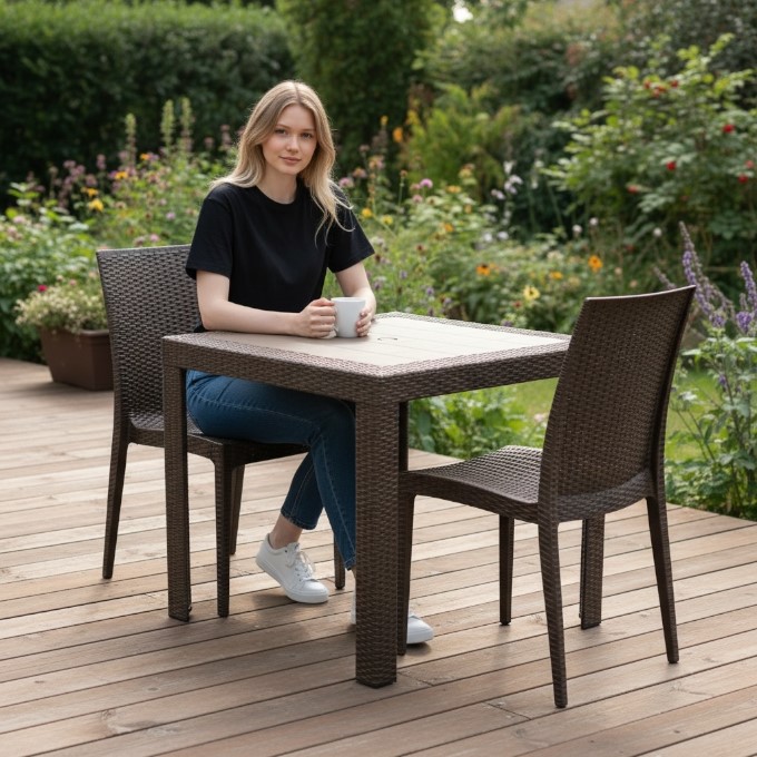 Brown Wicker Garden Furniture Set