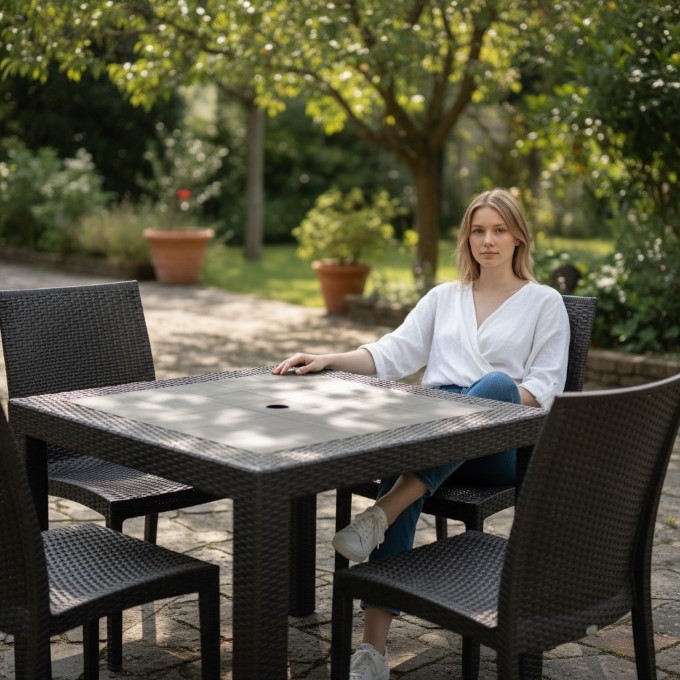 Black Rattan Garden Furniture Set