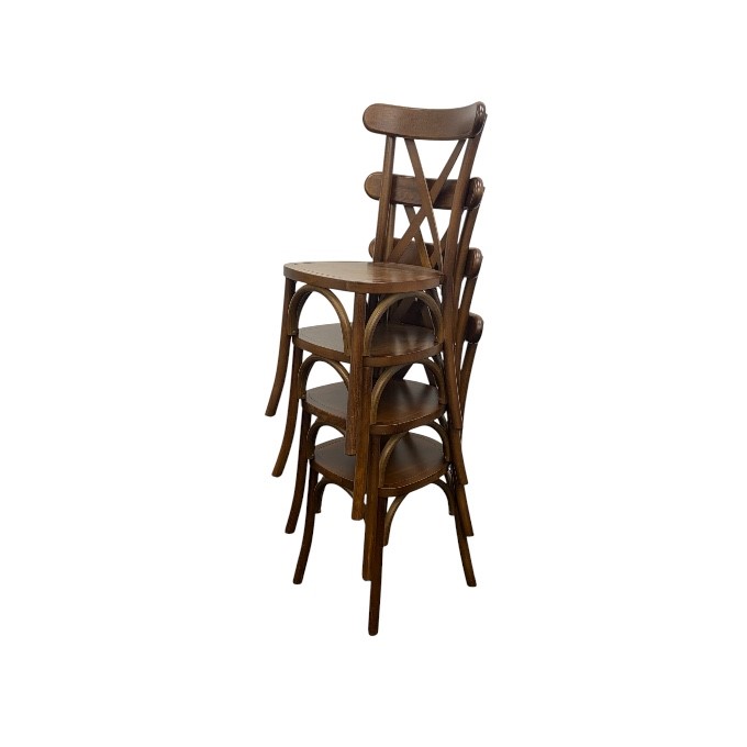 Dark Cross Back Wooden Chairs