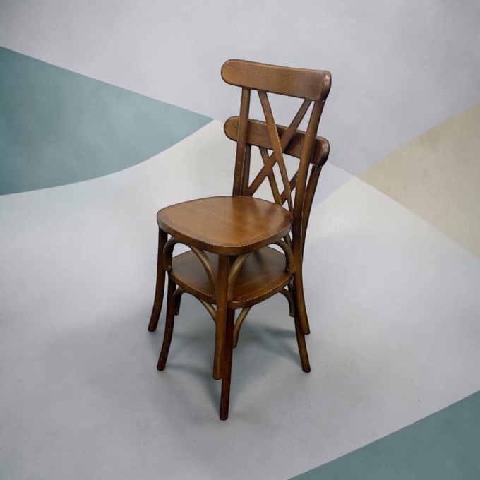 Dark Cross Back Wooden Chairs