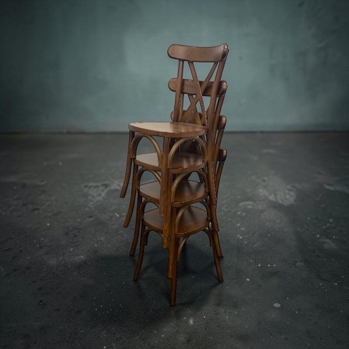 Dark Cross Back Wooden Chairs