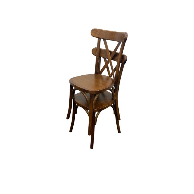 Dark Cross Back Wooden Chairs